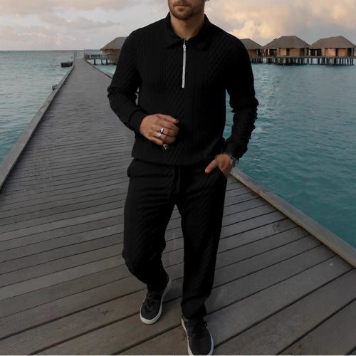 Herren Elegantes Strickanzug aus atmungsaktivem Material mit Stehkragen EB