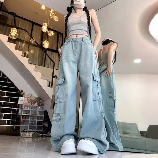 Damen Cargohose mit weitem Bein und praktischen Taschen EB