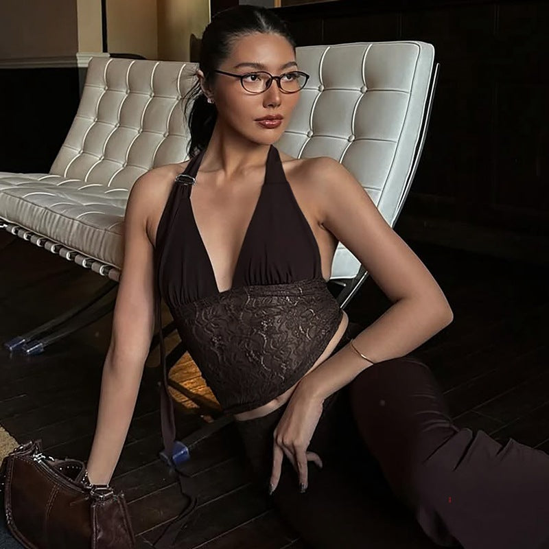 Damen Halterneck-Spitzenoberteil EB
