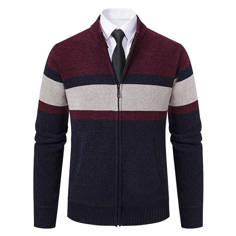 Herren Strickjacke mit strukturiertem Design und hochschließendem Kragen EB