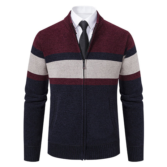 Herren Strickjacke mit strukturiertem Design und hochschließendem Kragen EB