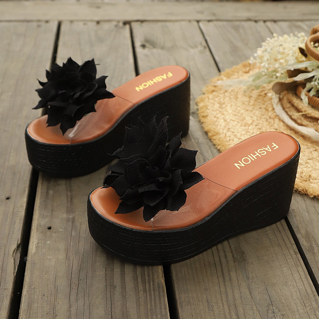 Damen Wedge-Pantoletten mit floralen Applikationen EB