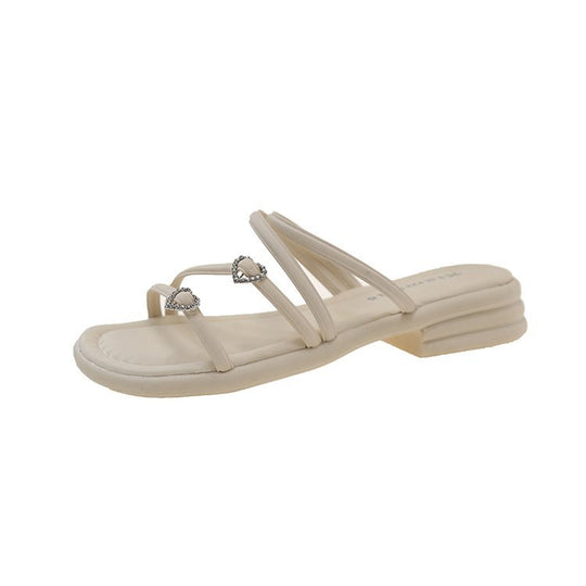 Damen elegante Riemen-Sandalen mit zierlichem Schmuckdetail EB