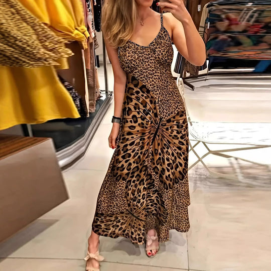 Damen Maxikleid mit raffinierten Tierdruck-Design EB