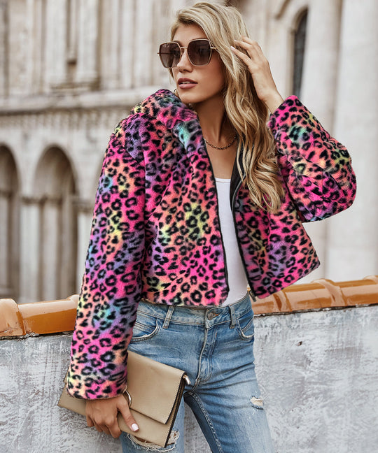Damen Kuscheljacke im Leopardenmuster EB