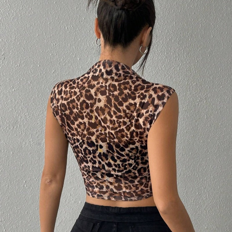 Damen figurbetontes Tiermuster-Top aus leichtem Jersey EB
