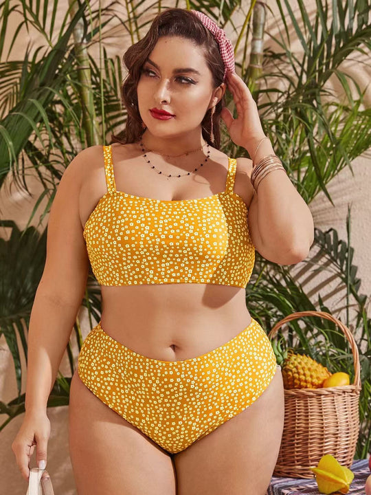 Damen Hochgeschnittener Bikini mit verspieltem Punktedesign EB