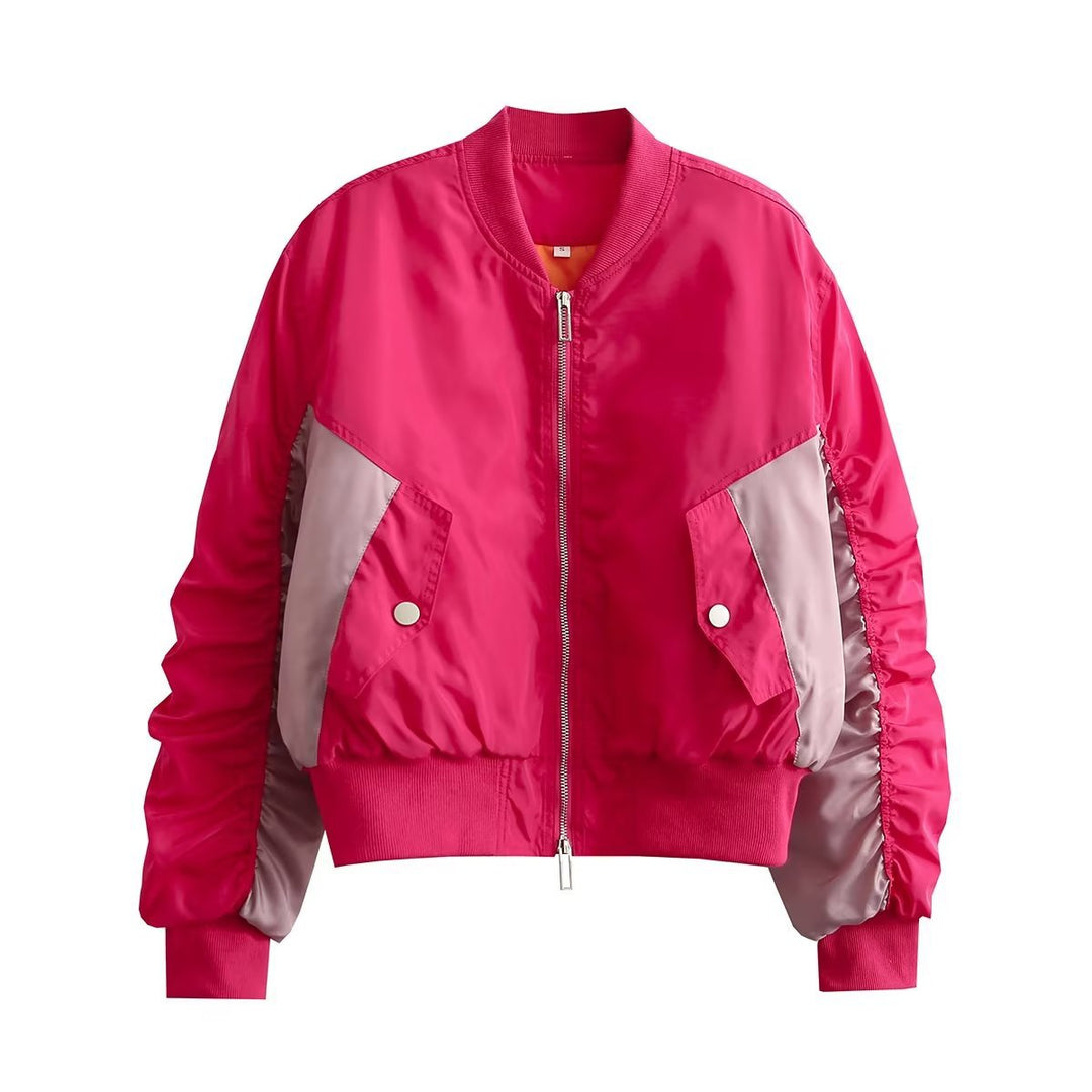 Damen modische Bomberjacke mit strukturiertem Design und praktischen Taschen EB