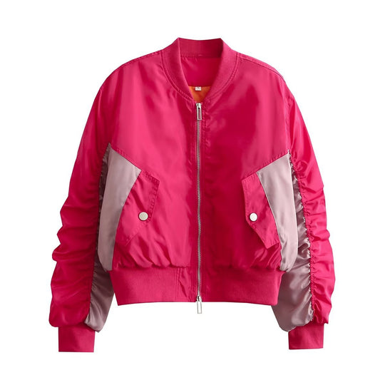 Damen modische Bomberjacke mit strukturiertem Design und praktischen Taschen EB