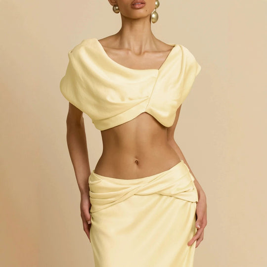 Damen Elegantes bodenlanges Kleid mit drapierten Details EB