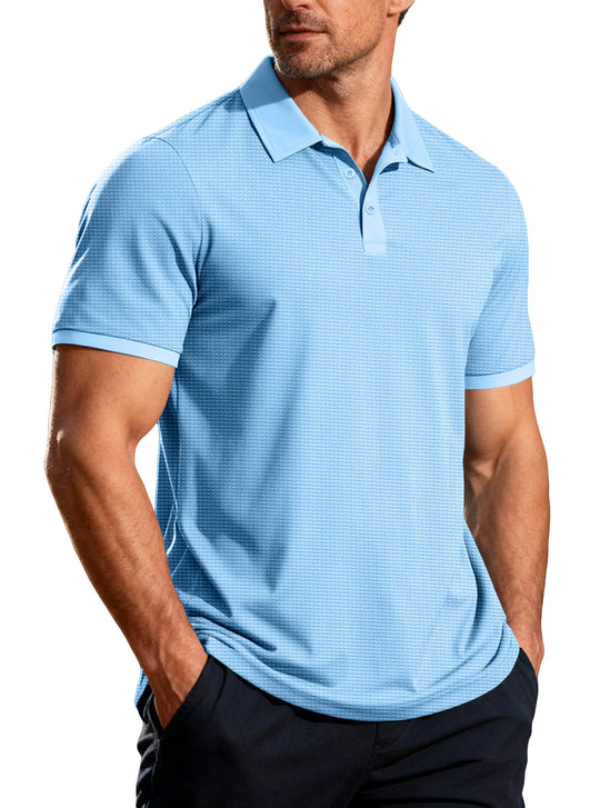 Herren nan strukturiertes Piqué-Kurzarm-Poloshirt mit Hemdkragen EB