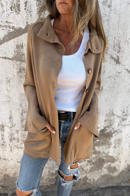 EB | Turtleneck Knopf Strickstrickjacke Jacke
