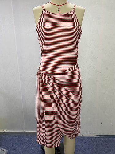 Damen Wickelkleid mit auffälligem Streifenmuster und taillierter Silhouette EB