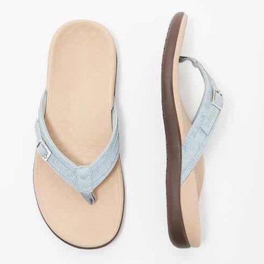 Damen Elegante und komfortable Zehentrenner-Sandalen mit verstellbarem Riemen EB