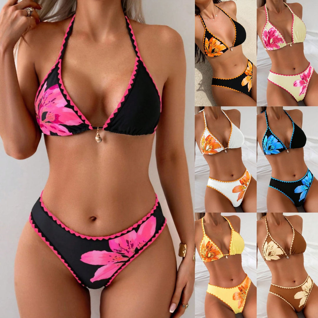Damen Triangel-Bikini mit floralen Applikationen EB