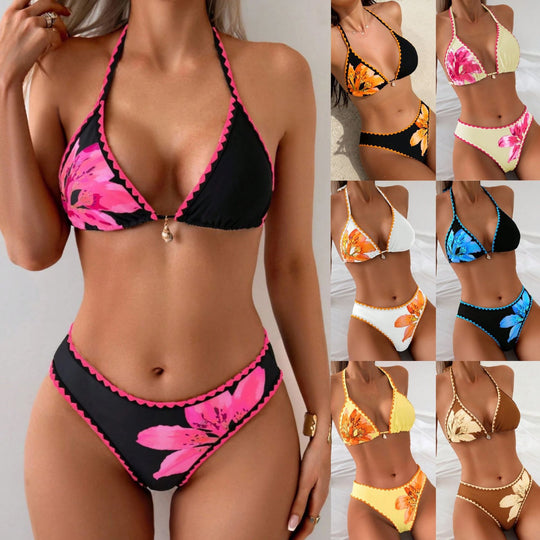 Damen Triangel-Bikini mit floralen Applikationen EB