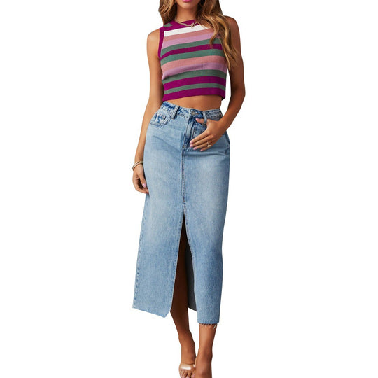 Damen Jeansrock mit modischem Schlitz und lässigem Schnitt EB