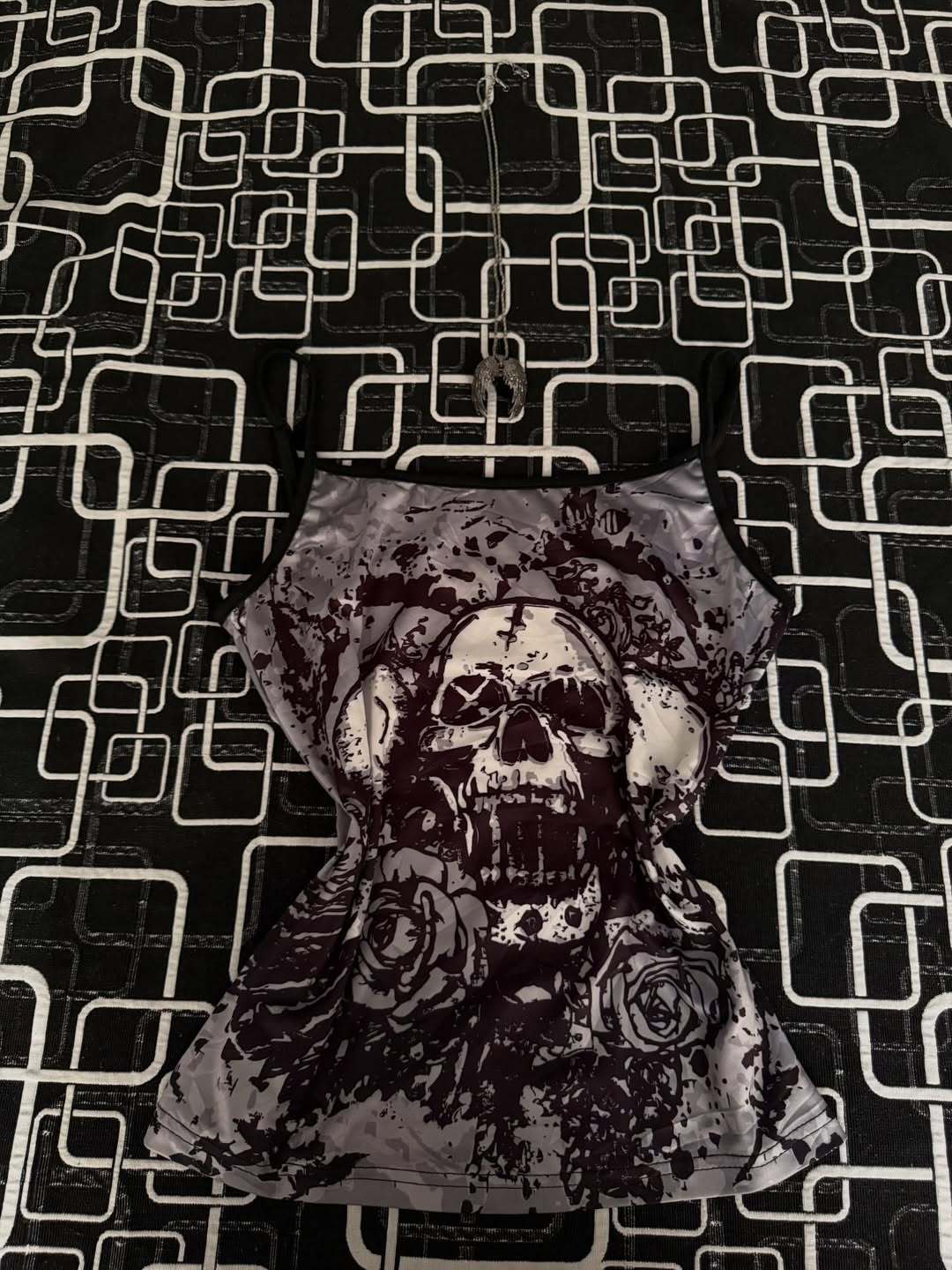 Damen lässiges Tank-Top mit Schädel-Design EB