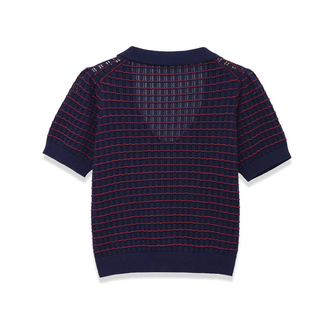 Damen Kurzarm Pullover mit strukturiertem Gewebe EB