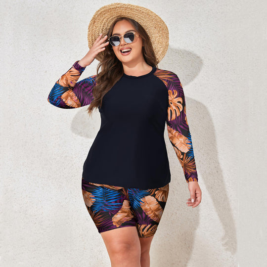 Damen UV-Schutz Badeanzug-Set mit ärmellosem Oberteil und kurzen Hosen EB