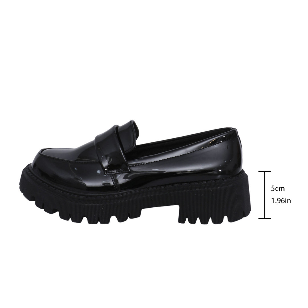 Damen Modische Lackloafers mit robustem Profil und stylishem Knoten-Detail EB