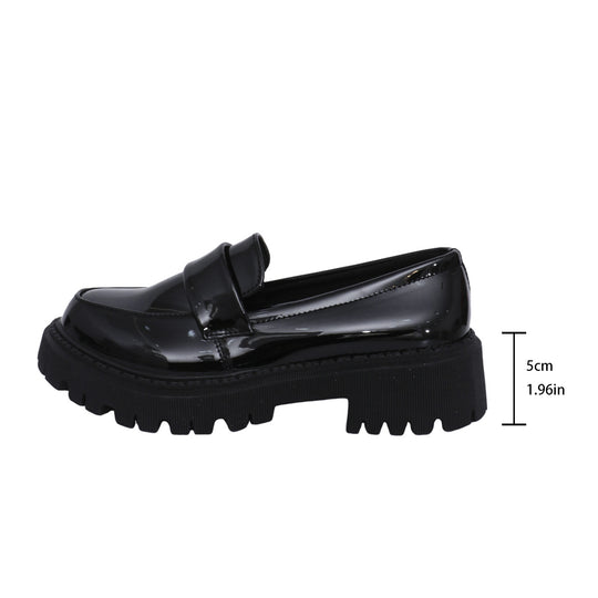 Damen Modische Lackloafers mit robustem Profil und stylishem Knoten-Detail EB