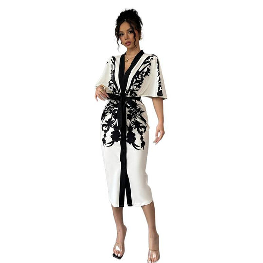 Damen Kimono-Style Kaftan-Kleid EB