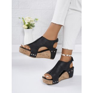 Damen Wedge-Sandalen mit modischen Cut-Outs und dekorativen Akzenten EB