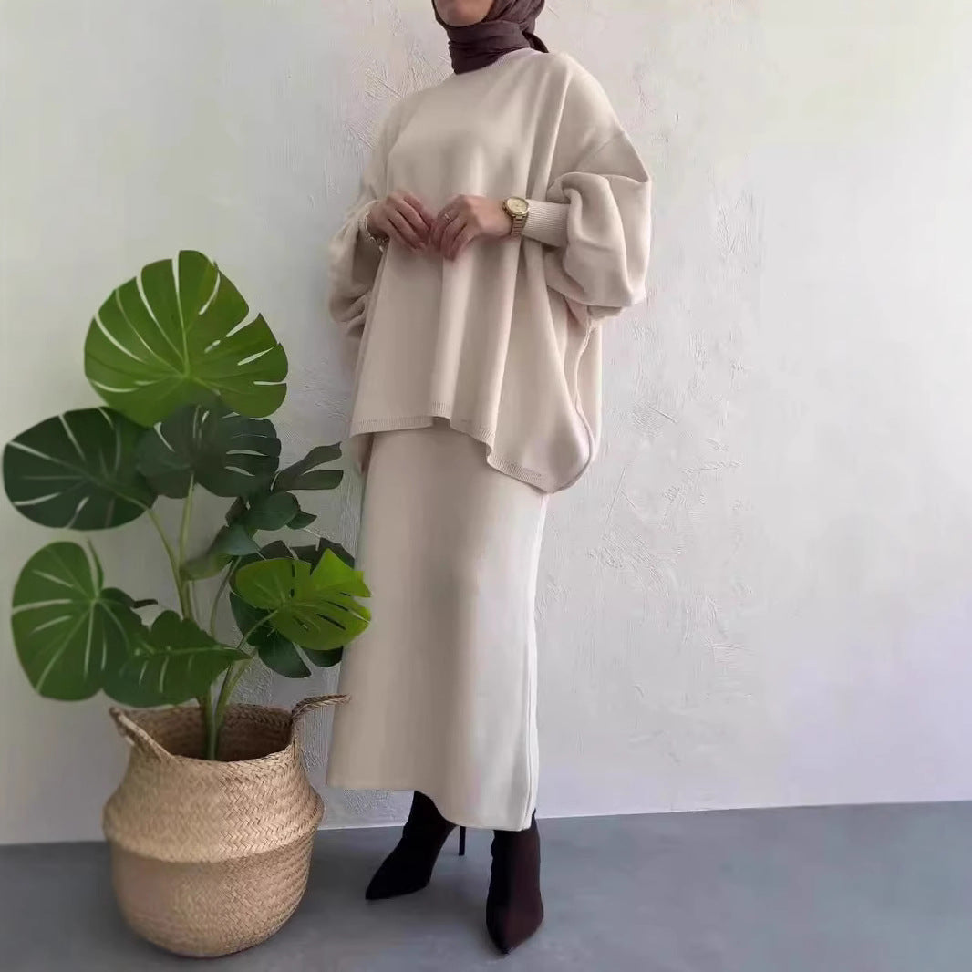 Damen Oversized Sweatshirt mit edlem Midi-Rock EB