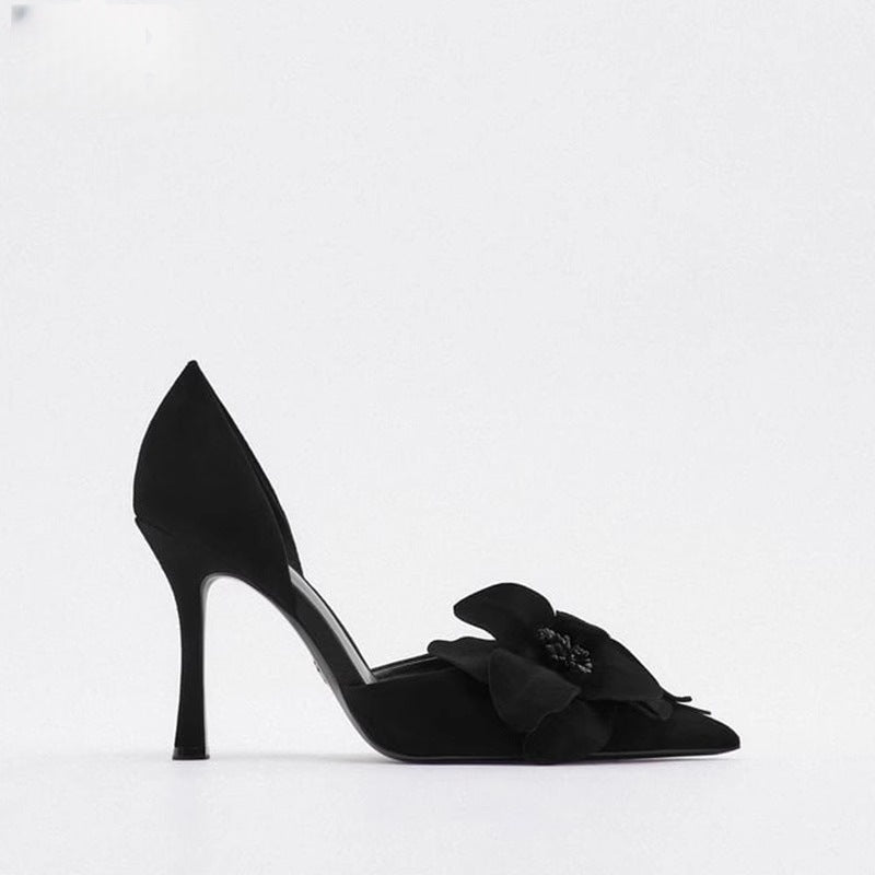 Damen elegante Spitze Pumps mit floralem Design EB