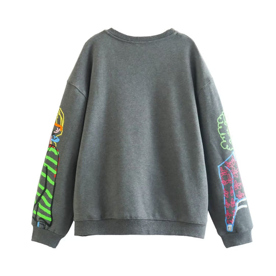 Damen trendiger Sweatshirt mit grafischen Designs EB