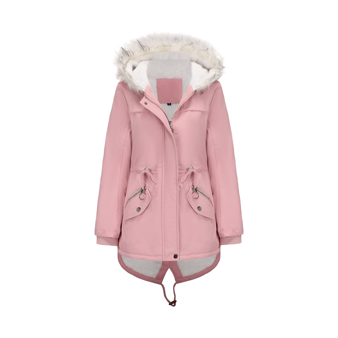 Damen modische Übergangsjacke mit kuscheligem Innenfutter und verstellbarem Bund EB