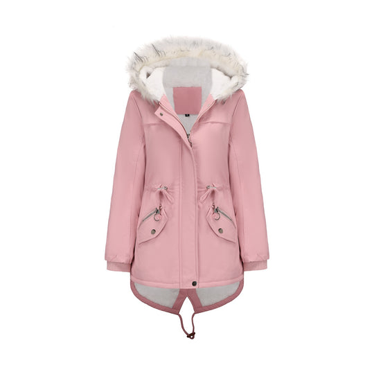 Damen modische Übergangsjacke mit kuscheligem Innenfutter und verstellbarem Bund EB