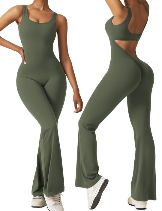 Damen Sportlicher Jumpsuit mit angeschnittenem Schnitt und trendy Cut-Outs EB
