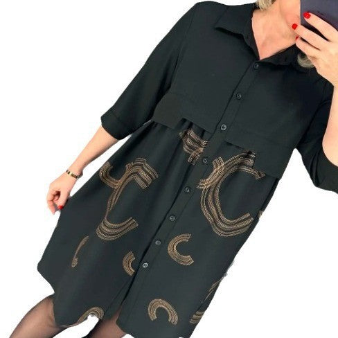 Damen Hemdblusenkleid mit modischer Overlay-Optik EB