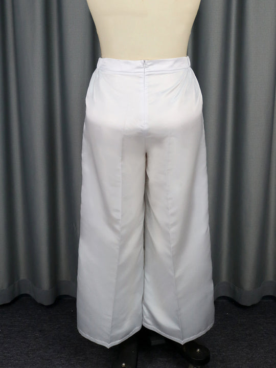 Damen Elegante weit geschnittene Satin-Hose EB
