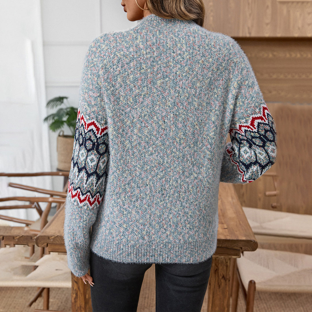Damen Strickpullover mit geometrischem Muster und weitem Schnitt EB