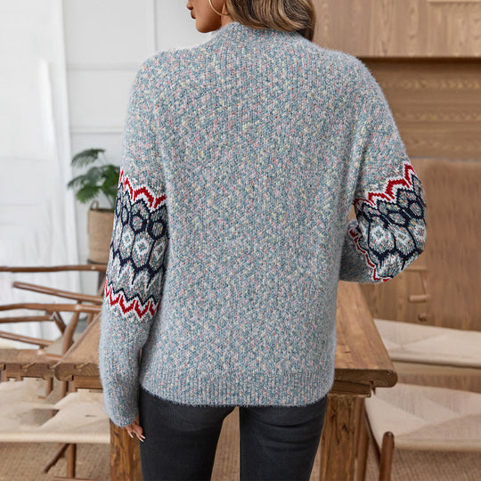 Damen Strickpullover mit geometrischem Muster und weitem Schnitt EB