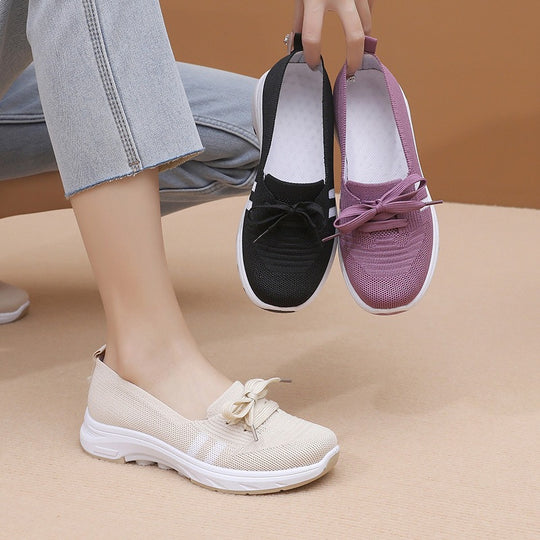 Damen Bequeme Slip-On Sneakers mit modischem Schleifendetail EB