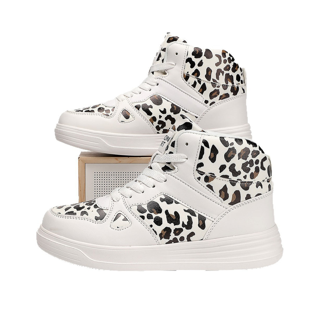 Damen Sneaker mit modischem Leopardenmuster und hoher Sohle EB