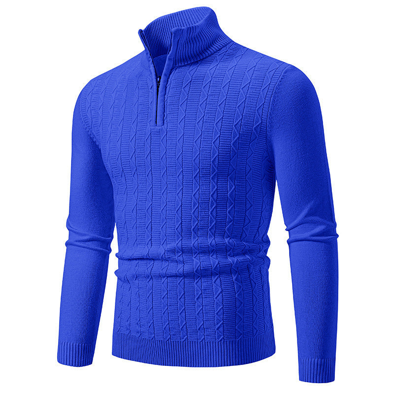 Herren modischer Strickpullover mit Stehkragen und Reißverschluss EB