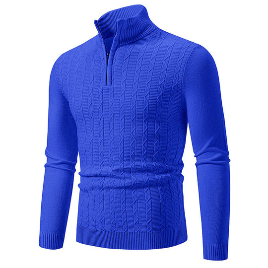 Herren modischer Strickpullover mit Stehkragen und Reißverschluss EB