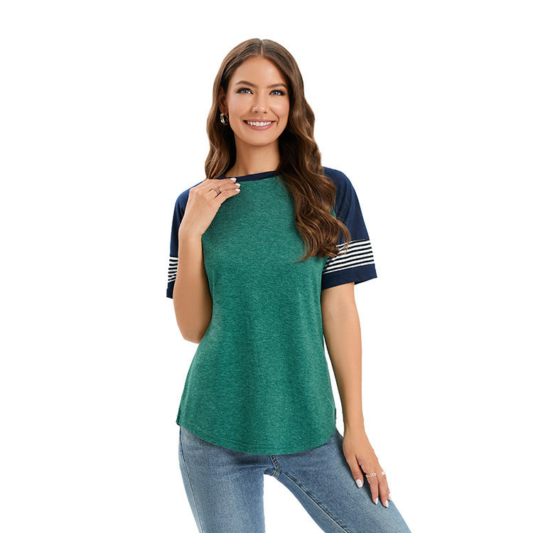 Damen sportliches Raglan-Shirt mit stilvollen gestreiften Ärmeln EB