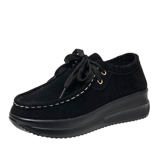 Damen Keilsneaker im Mokassinstil mit Veloursoptik und gepolsterter Komfortsohle EB