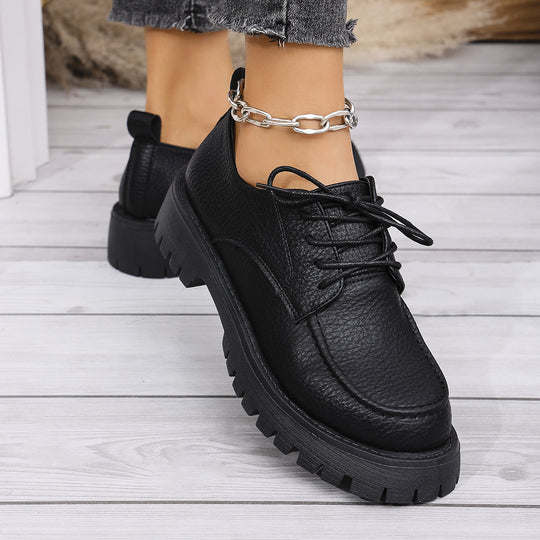 Damen Retro-Look Schnürschuhe mit rutschfester Profilsohle EB
