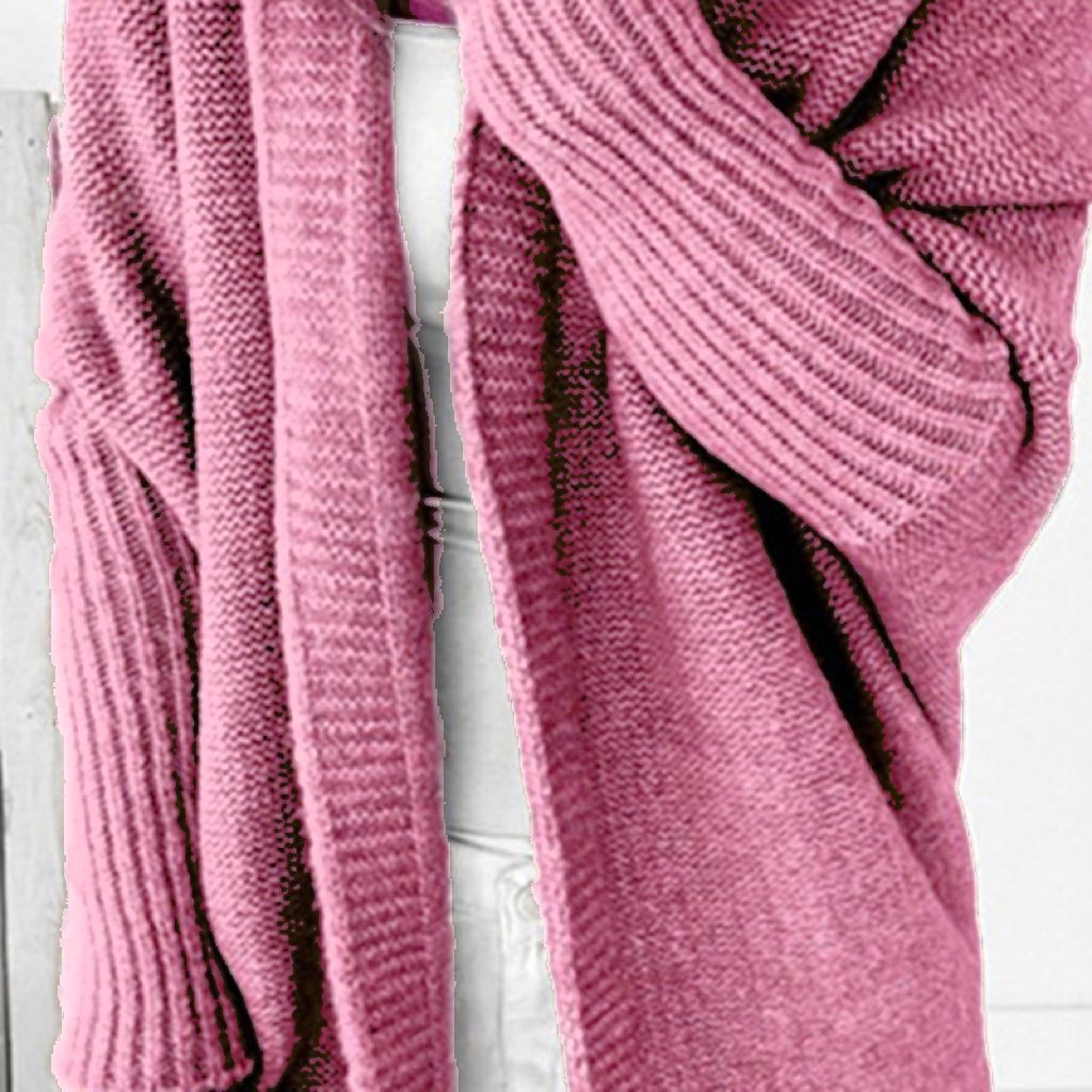 Damen Longline Kapuzen-Strickcardigan mit offener Front EB
