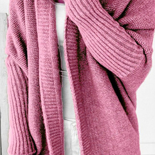 Damen Longline Kapuzen-Strickcardigan mit offener Front EB
