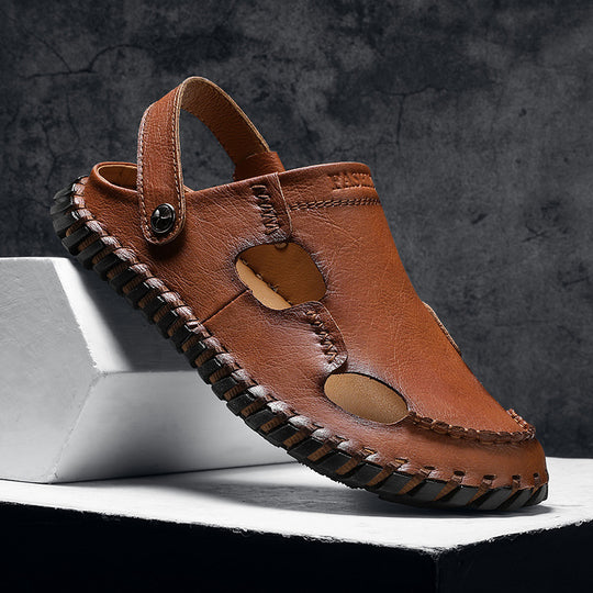 Damen Hochwertige Leder-Sandalen mit atmungsaktiven Einsätzen und rutschfester Sohle EB