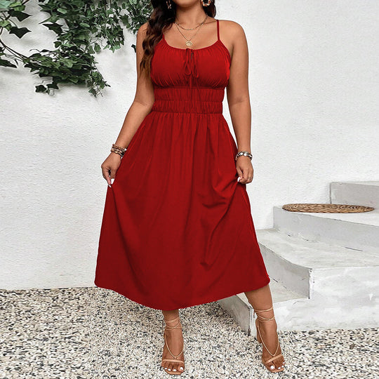Damen Maxikleid mit verstellbaren Trägern und elastischem Bund EB