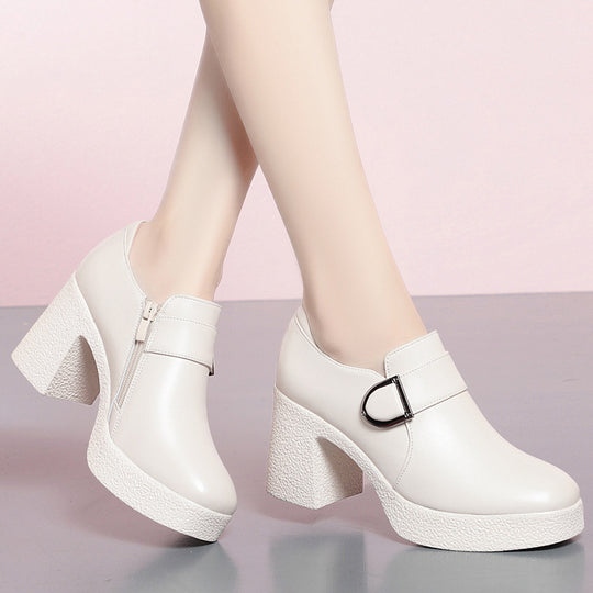 Damen Modische Chunky-High-Blockabsatzschuhe mit modernem Riemen EB